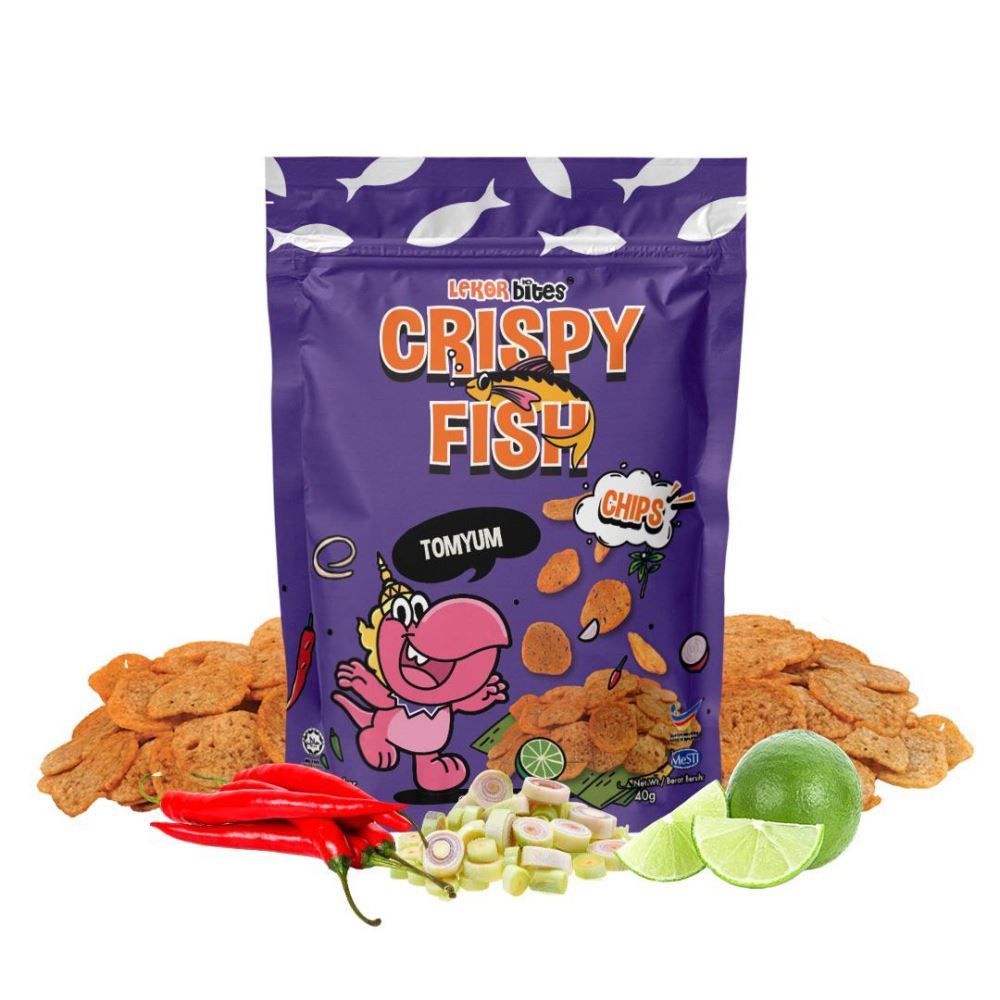 Lekor Bites Crispy Fish Mini | Keropok Lekor Ikan Mini Tom Yum - 40g