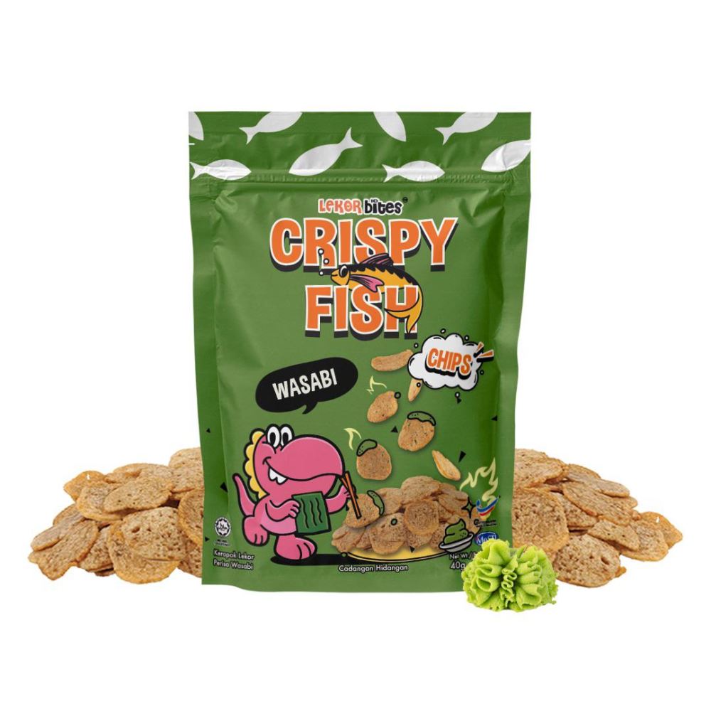 Lekor Bites Crispy Fish Mini | Keropok Lekor Ikan Mini Wasabi Flavour - 40g